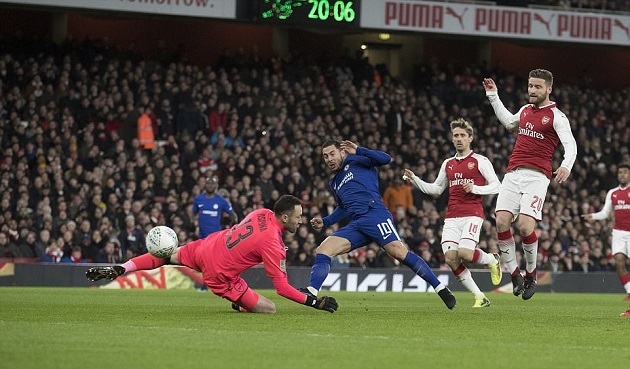 Hàng thủ Chelsea ngớ người sau cú đánh đầu của Nacho Monreal - Bóng Đá