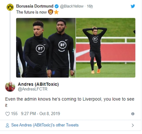 LIVERPOOL FANS REACT TO DORTMUND TWEET Sancho, Gomez, Arnold - Bóng Đá