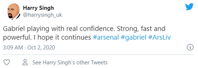 Arsenal fans react to performance of Gabriel Magalhaes against Liverpool - Bóng Đá