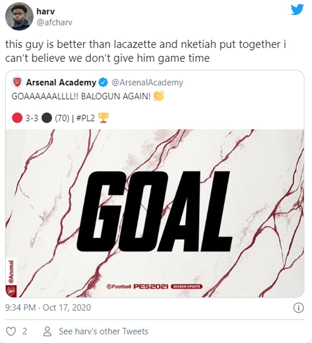 Folarin Balogun IS BETTER THAN LACAZETTE’: SOME ARSENAL FANS WANT ARTETA TO PROMOTE ACADEMY STRIKER - Bóng Đá