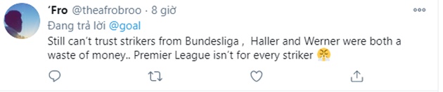 Vẫn chẳng thể tin tưởng các tiền đạo từ Bundesliga. Haller và Werner quả thực là 2 bản hợp đồng tốn tiền. Premier League không phải giải đấu dành cho các tiền đạo.