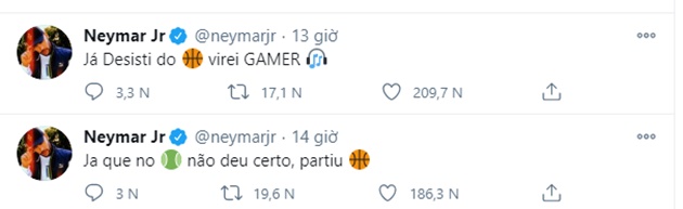 Dòng trạng thái của Neymar trên Twitter.