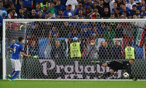 Darmian sút hỏng 11m khiến Italia bị loại khỏi EURO 2016. Ảnh: Internet.