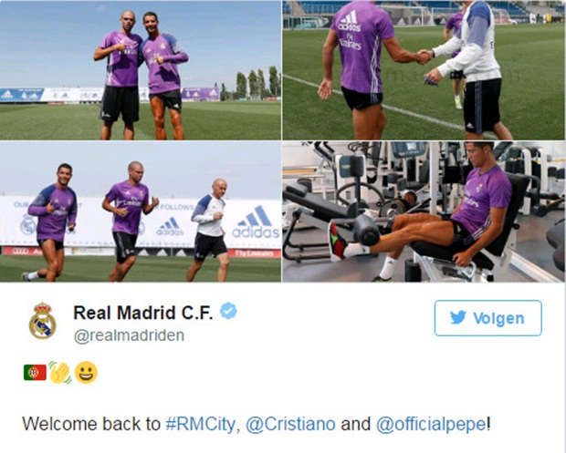 Zidane chào đón các cầu thủ trở lại tập luyện. Ảnh: Internet.