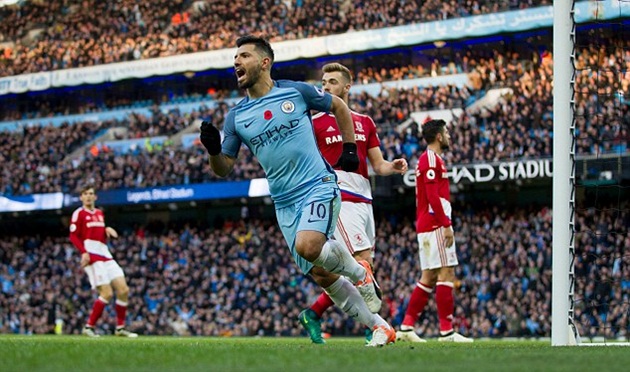 Aguero ghi bàn duy nhất cho Man City đêm qua. Ảnh: Internet.