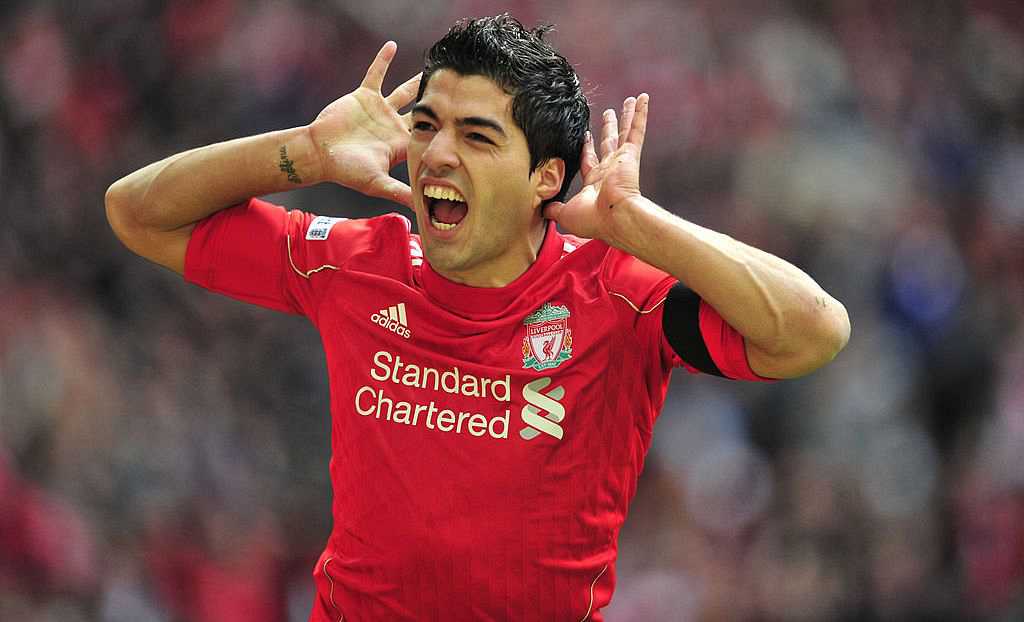 Suarez trong màu áo Liverpool.