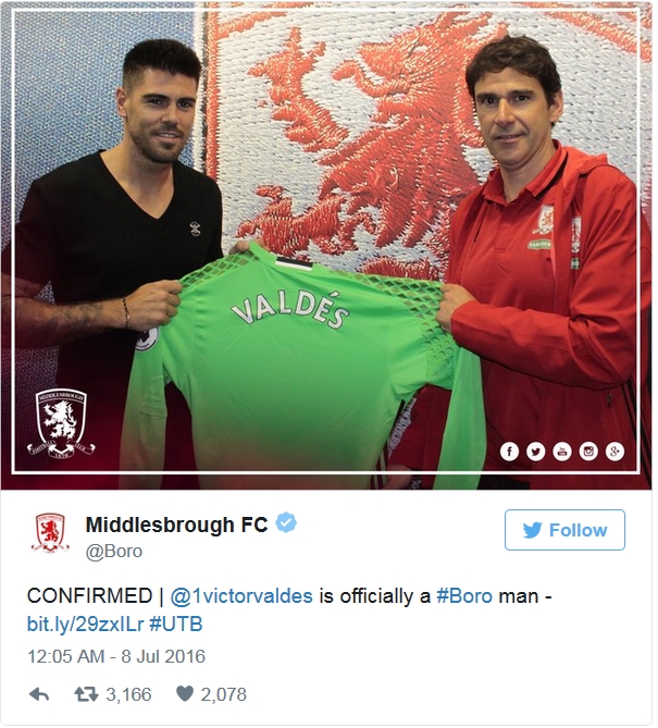 Thông báo chính thức của Middlesbrough trên Twitter. Ảnh: Twitter Middlesbrough.