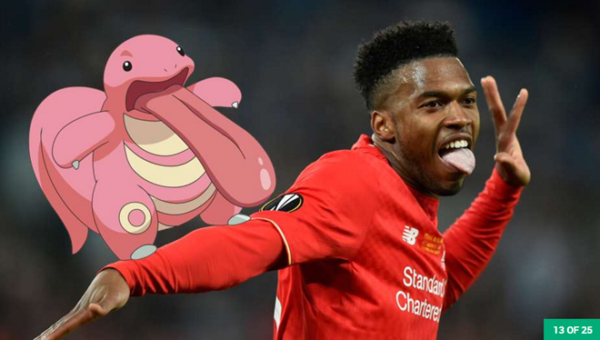 Daniel Sturridge hay lè lưỡi khi ăn mừng, khiến chúng ta liên tưởng đến Lickitung. Ảnh: Internet.