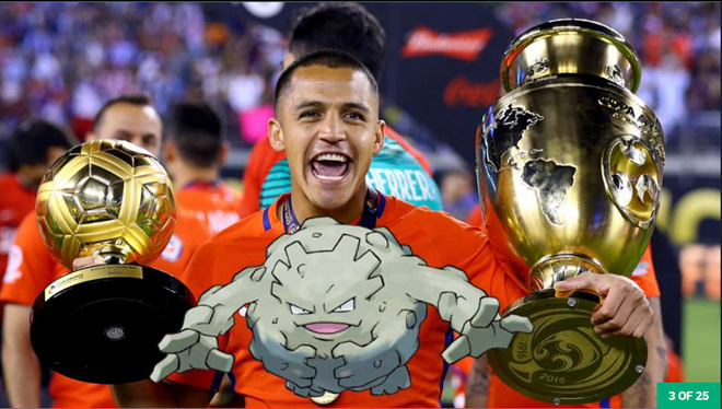 Alexis Sanchez: Với vẻ đô con và sở thích cởi áo khoe cơ bắp, tiền đạo đang thi đấu cho CLB Arsenal được so sánh với Braveler. Ảnh: Internet.