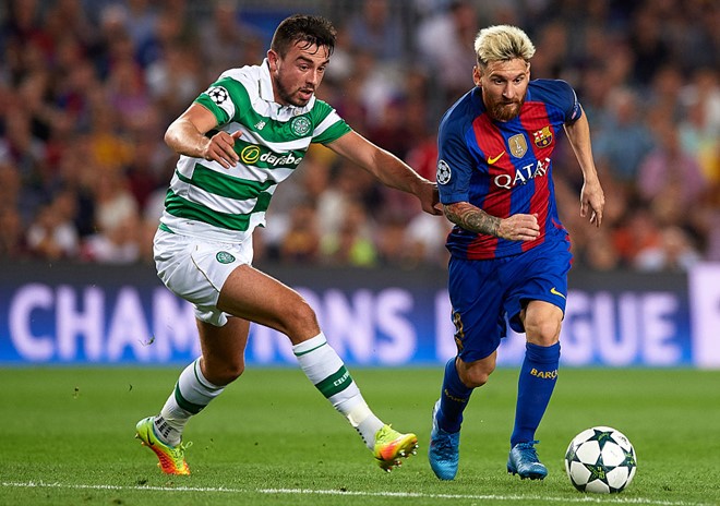 Lionel Messi (phải) tỏa sáng rực rỡ trong chiến thắng 7-0 trước Celtic. Ảnh: Internet.
