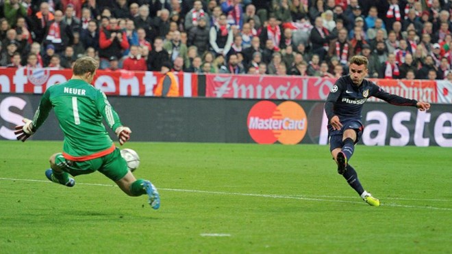 Griezmann ghi bàn thắng quan trọng giúp Atletico vượt Bayern mùa trước. Ảnh: Internet.
