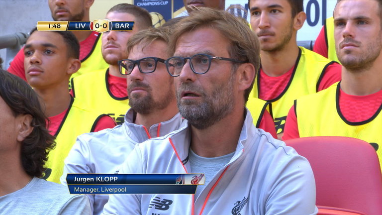 Andreas Kornmayer (trái) và Jurgen Klopp trên băng ghế dự bị Liverpool. Ảnh: Internet.