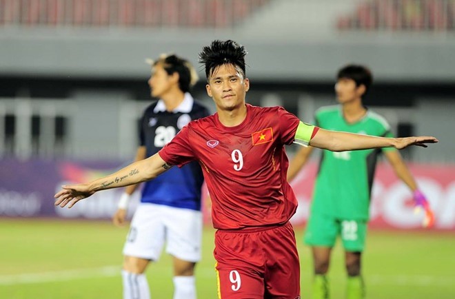 Công Vinh ghi 2 bàn cho tuyển Việt Nam tại vòng bảng AFF Cup vừa qua. Ảnh: Quốc Bảo.