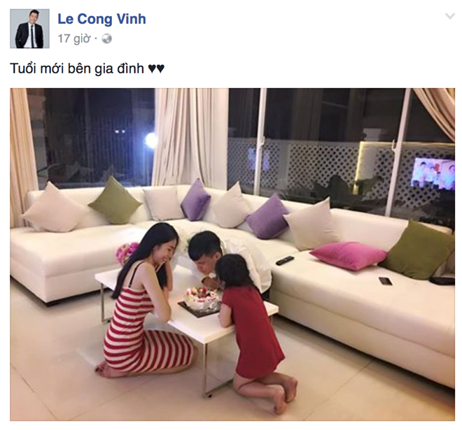 Công Vinh sau khi tuyên bố giã từ sự nghiệp ở tuổi 31 trở về bên gia đình đón sinh nhật ấm áp.