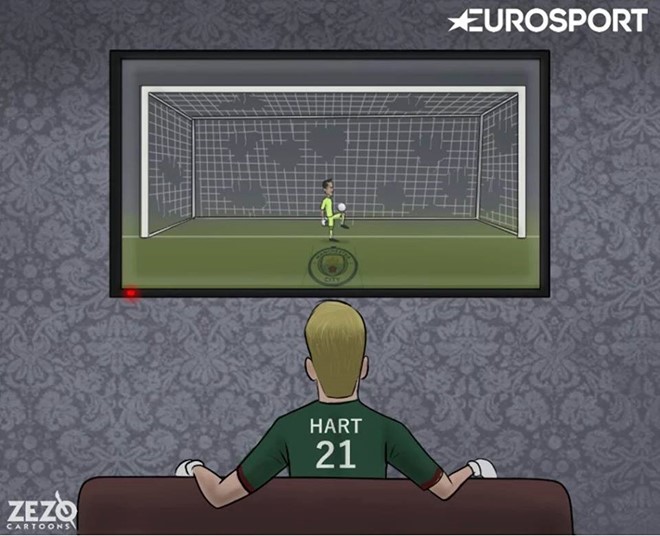 Joe Hart ung dung nhìn Claudio Bravo trình diễn tệ hại trong khung thành Man City.