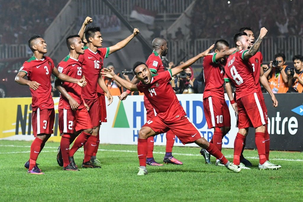 Đội tuyển Indonesia gây bất ngờ khi đánh bại Thái Lan trong trận chung kết lượt đi AFF Cup 2016. Ảnh: AFF Cup.