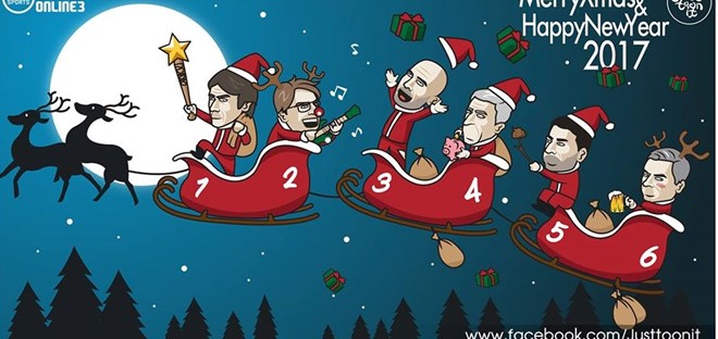Những ông già Noel của Ngoại hạng Anh đi phát quà Giáng sinh. Nhưng ông Wenger, Pochettino và Mourinho có vẻ không vui cho lắm.