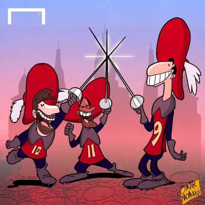 Ba chàng ngự lâm "Messi- Suarez - Neymar" đồng loạt tỏa sáng giúp Barcelona đánh bại Bilbao để giành vé vào tứ kết Cúp nhà vua cách đây ít ngày.