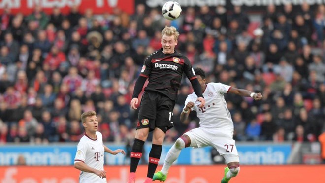 Cặp trung vệ Kimmich-Alaba đã được thử nghiệm trong trận Leverkusen. Ảnh: Team2.
