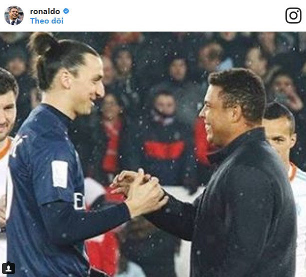 Ronaldo béo động viên Ibra trên mạng xã hội.