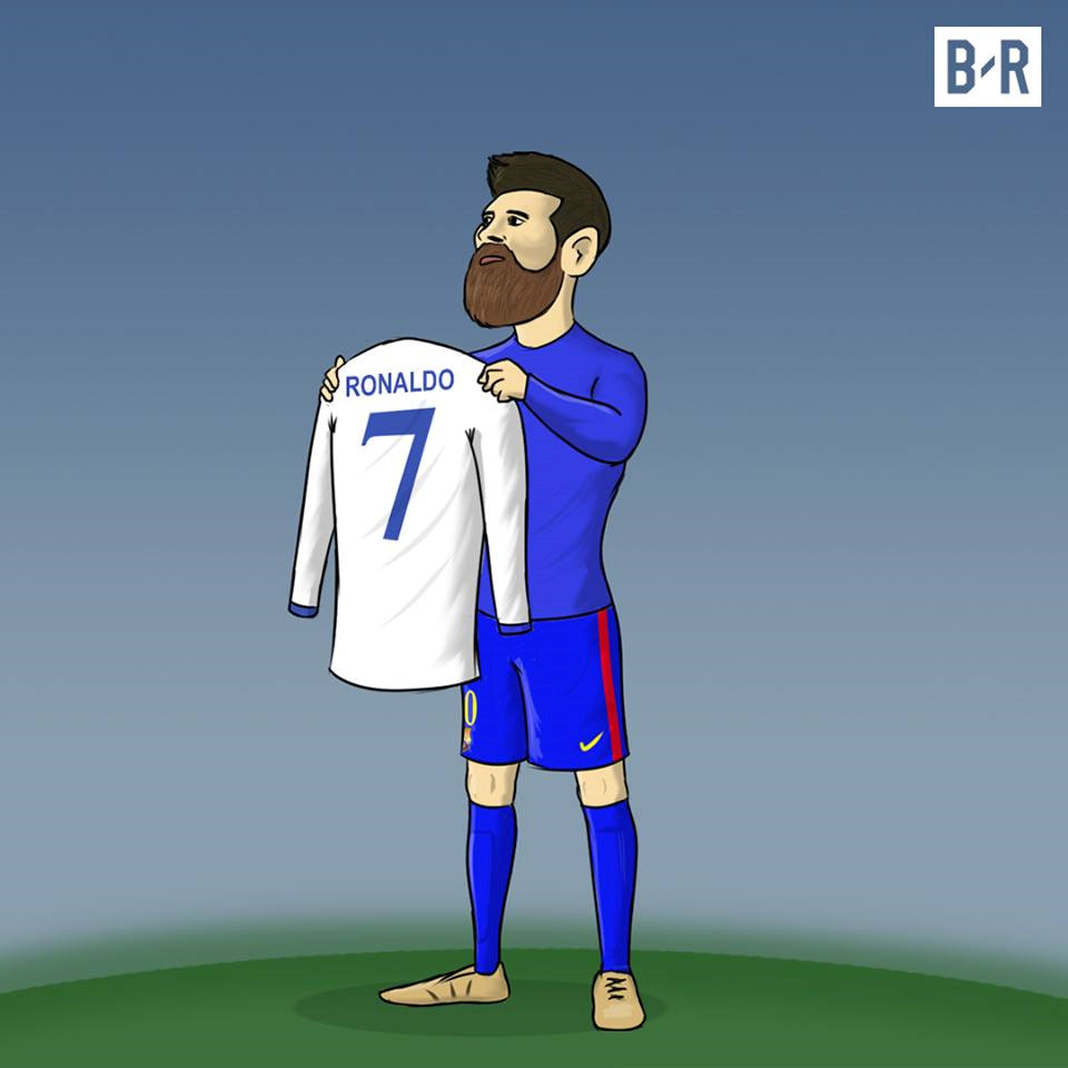 Màn ăn mừng giơ áo của Messi sẽ đáng nhớ hơn với chiếc áo đấu của đồng nghiệp Cristiano Ronaldo.