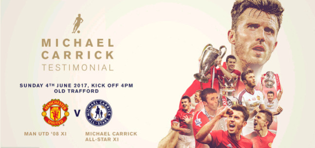 Trận cầu tôn vinh Michael Carrick được tổ chức tại sân Old Trafford vào ngày 4/6. Sau 11 năm thi đấu cho "Quỷ đỏ", lão tướng người Anh đã giành được 5 Premier League, 1 FA Cup, 2 League Cup, 6 Siêu Cúp Anh, 1 Cúp các CLB thế giới và 1 Champions League.