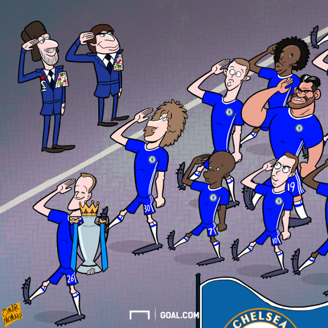 Đội quân Chelsea duyệt binh mừng chiến thắng trước tướng quân Conte.
