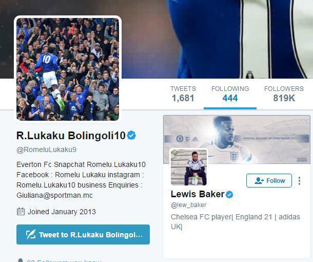 Lukaku theo dõi một số cầu thủ Chelsea trên Twitter.