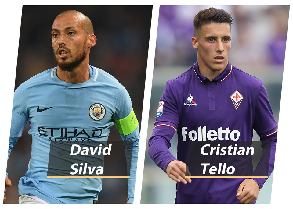 Chạy cánh David Silva (Tây Ban Nha) vs Christian Tello (Catalan): David Silva đang là đội trưởng của Manchester City dưới thời Pep Guardiola còn Tello vừa phải rời Barca đầu quân cho Betis để tìm kiếm cơ hội ra sân thường xuyên hơn.