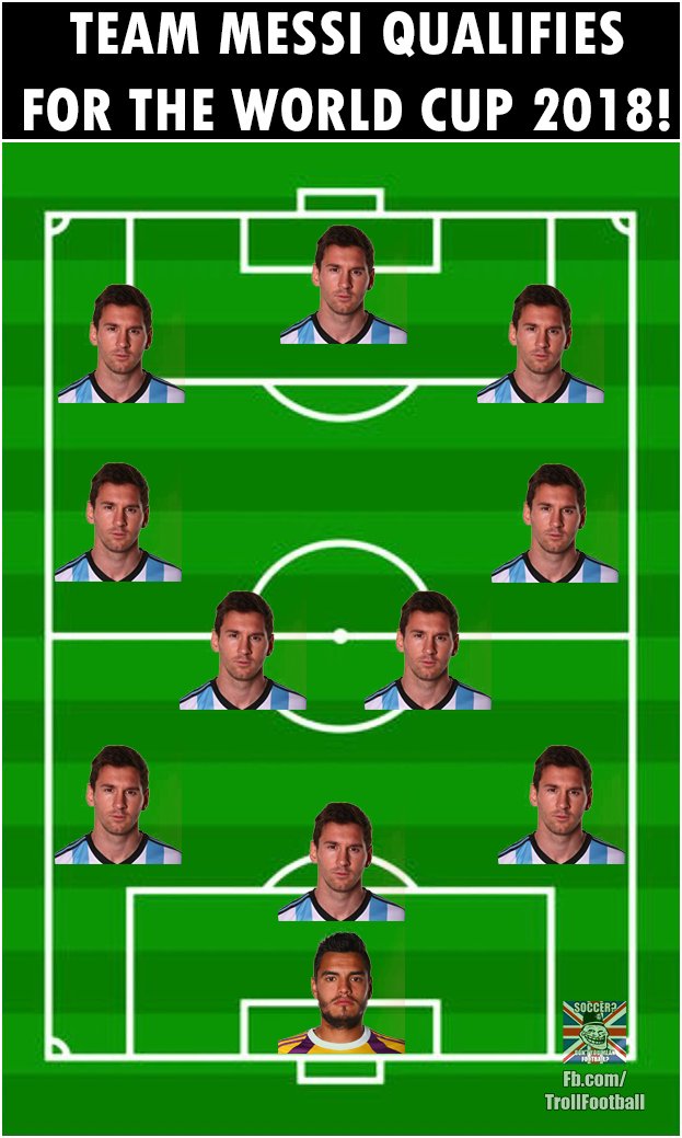 Messi làm tất cả nhiệm vụ, trừ thủ môn.