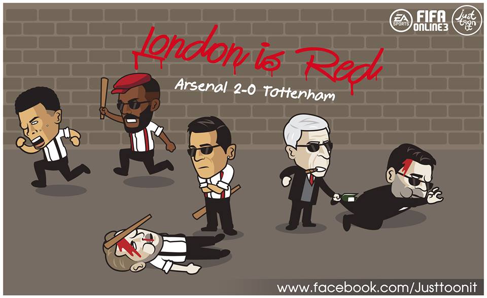 Sau cùng thì Bắc London vẫn là màu đỏ. Ảnh: Just toon it.