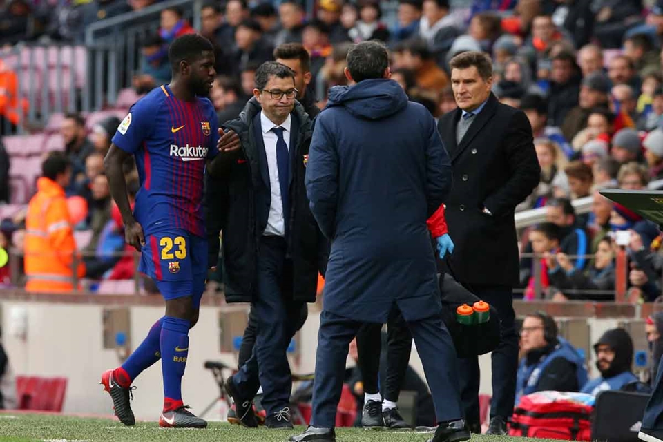 Chấn thương của Umtiti khiến hàng thủ của Barcelona trở nên vô cùng mong manh.