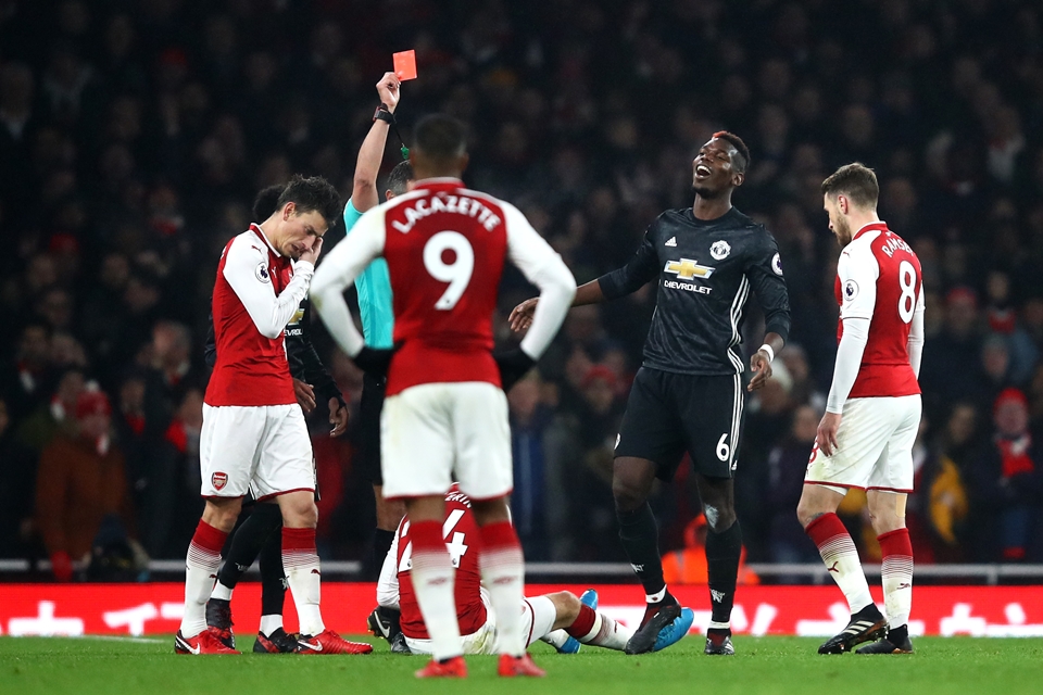 Pogba sẽ vắng mặt trong trận derby vì thẻ đỏ trong trận gặp Arsenal.