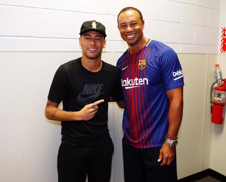 Neymar Chụp chung với Tiger Woods.