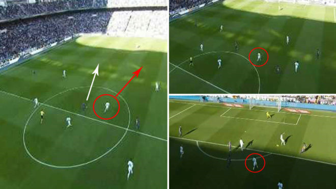 Cách di chuyển máy móc của Kovacic, chỉ biết bắt Messi, dẫn đến bàn thua đầu tiên của Real trước Barca. Ảnh: Marca.