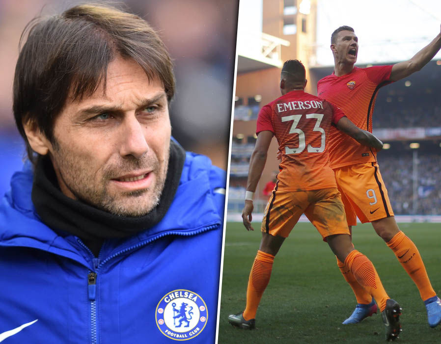 Có thông tin cho rằng HLV Antonio Conte đang rất quan tâm đến bộ đôi Edin Dzeko và Emerson của AS Roma.