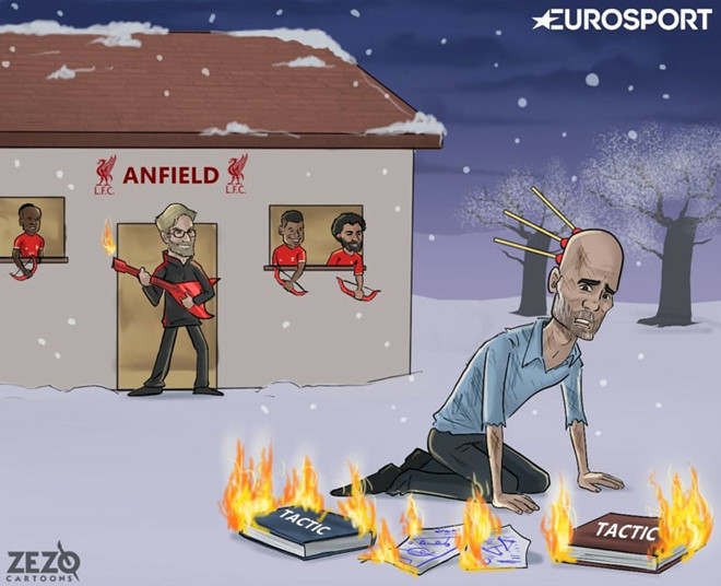 Tại Anfield, sách chiến thuật của Pep Guardiola bị đốt sau khi Man City thất bại 0-3 trước Liverpool.