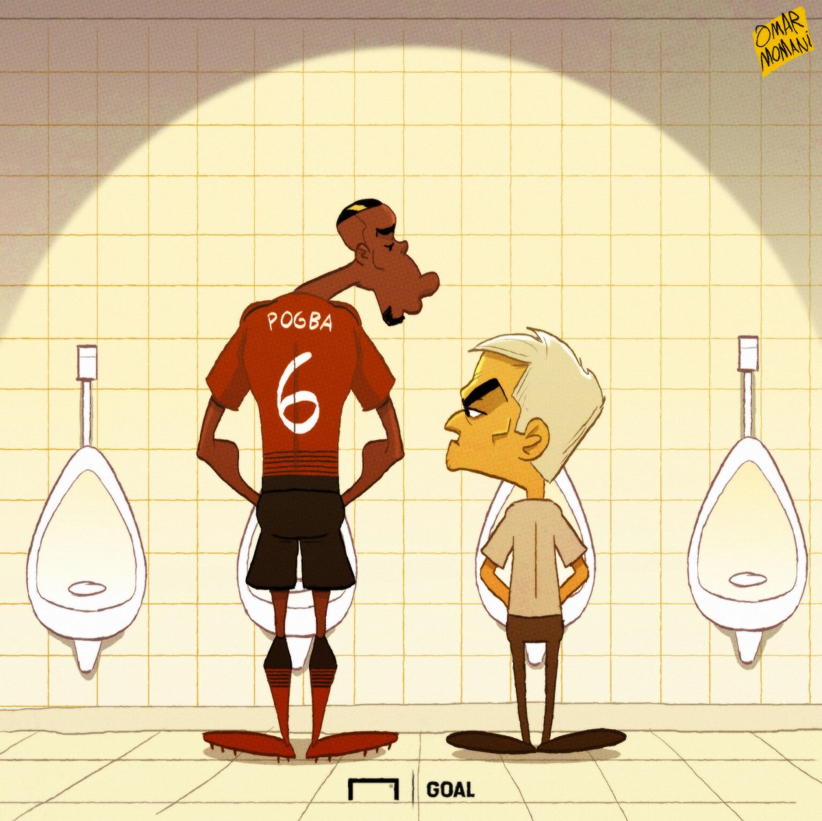Phong độ kém cỏi của Manchester United được cho là xuất phát từ những bất ổn nơi hậu trường. HLV Mourinho cùng ngôi sao Paul Pogba thể hiện sự khó chịu ra mặt với nhau. Ảnh: Omar Momani/Goal.