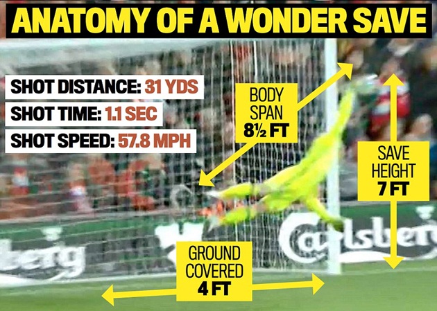 Thống kê cho thấy sự phi thường của De Gea. Ảnh: Internet.