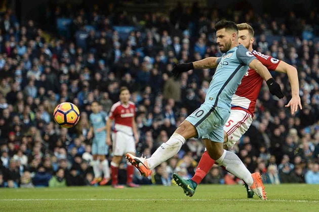Aguero đã ghi bàn thứ 150 trong sự nghiệp với Man City. Ảnh: Internet.