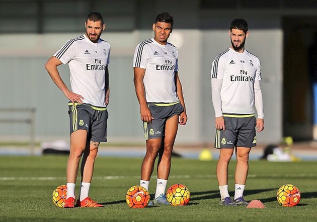 Casemiro (giữa) đã trở lại tập luyện sau thời gian dài chấn thương. Ảnh: Internet.