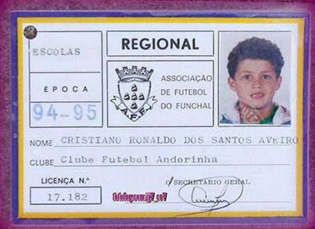 Thẻ học viên của Ronaldo ở CLB nghiệp dư Andorinha.
