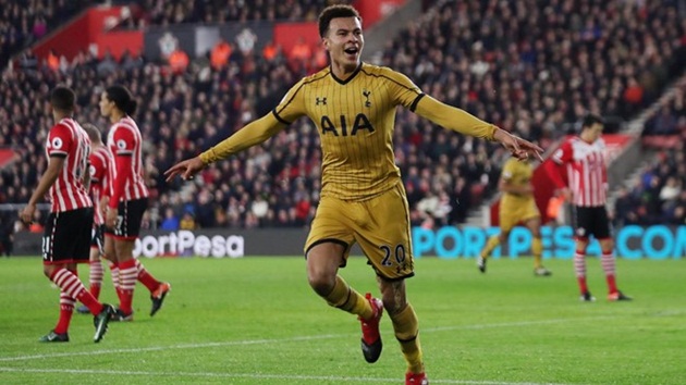 Southampton 1-4 Tottenham Hotspur: Tiền vệ Dele Alli đã góp công trong 26 bàn thắng (16 bàn, 10 kiến tạo) sau 50 trận đấu ở Premier League, nhiều hơn người đồng đội Christian Eriksen một bàn.