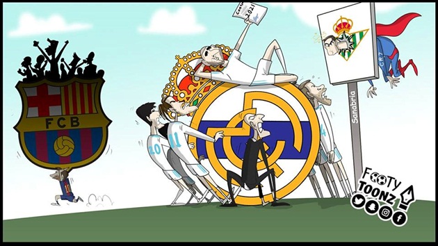 Cả đội Real không gánh nổi "quả tạ" Benzema, trong khi siêu nhân Ronaldo bị tiền đạo trẻ Antonio Sanabria (người ghi bàn cho Real Sociedad) qua mặt.