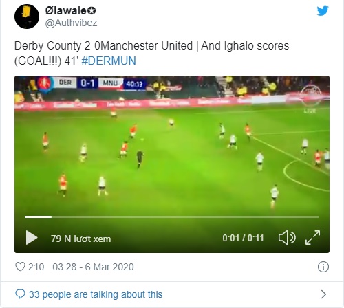 4. Odion Ighalo vs Derby County. Bàn thắng thứ hai của tiền đạo 30 tuổi đến trong trận đấu với Derby County ở FA Cup vào đầu tháng Ba. Một pha khống chế bóng tốt giữa vòng vây ba hậu vệ và cú dứt điểm đẳng cấp chính là điểm nhấn cho pha lập công này.