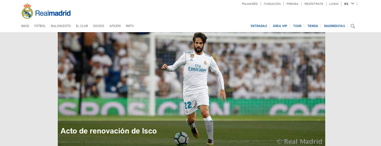 Trang chủ Real Madrid thông báo việc Isco ký hợp đồng với CLB.