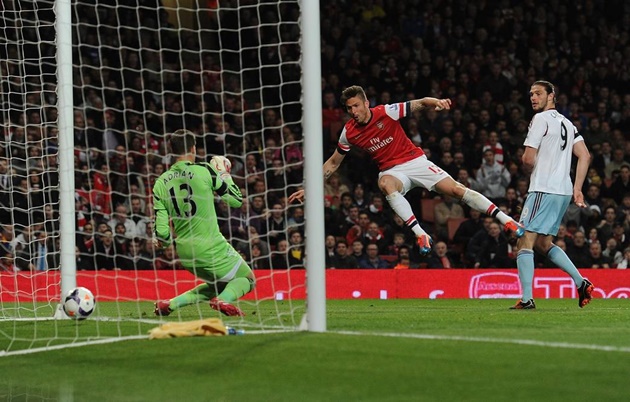 Giroud gia nhập Arsenal hè 2012, mang áo số 12