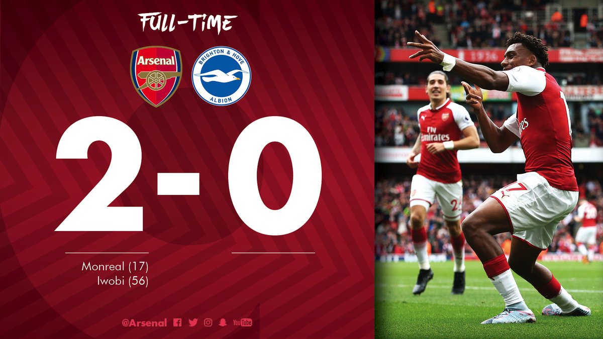 Kết thúc trận đấu, Arsenal nhẹ nhàng hạ đối thủ 2-0 và đã san bằng điểm số với nhà đương kim vô địch Chelsea.