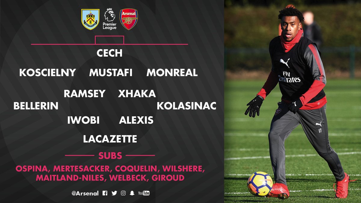 Đội hình xuất phát Arsenal gặp Burnley: