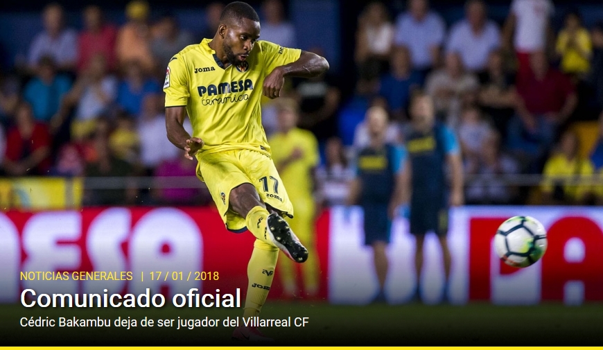 Villarreal đã xác nhận việc tiền đạo Cedric Bakambu sẽ rời CLB